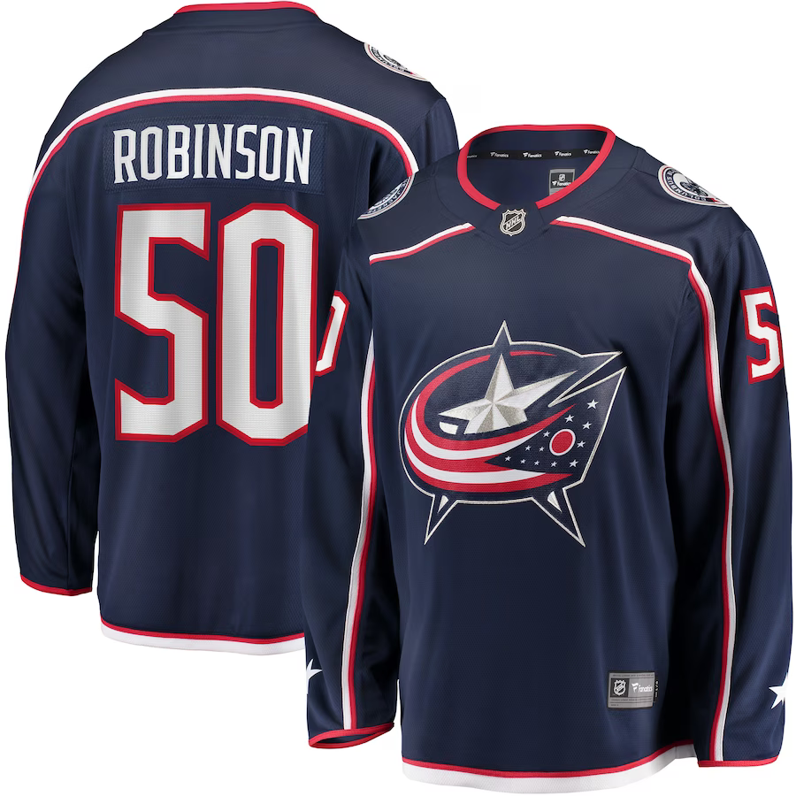 Men's Columbus Blue Jackets Eric Robinson #50 Navy Home Breakaway Jersey